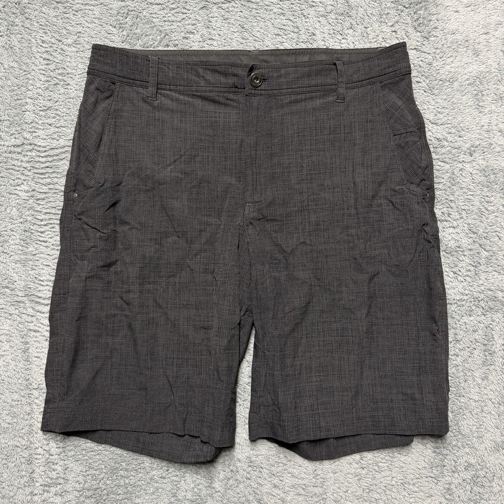 Lululemon Bermuda Shorts Mens 36*x11 Dark Gray Grid Line Pattern Casual Stretch‎